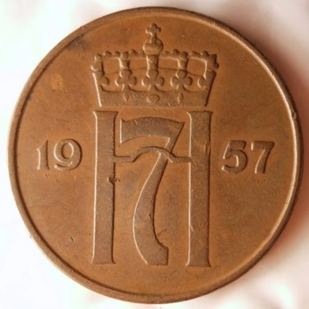 1957 Norwegian 5 Ore Coin - Picture 3 of 4